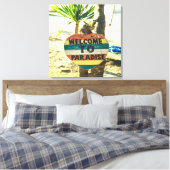 Welkom bij de Paradijs Beach Ocean Canvas Afdruk (Insitu (Slaapkamer))