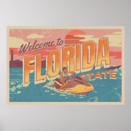 Welkom bij de  postercard van florida retro poster