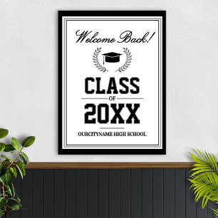 Welkom bij de reünie van de klas in de schoolkleur poster