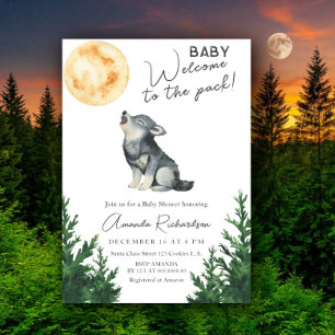 Welkom bij de roedel! Wolf Baby Shower Kaart