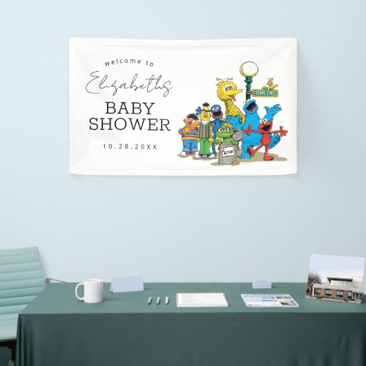 Welkom bij de Sesamstraat-feestelijke babyborrel Spandoek (Beurs)