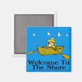 Welkom bij de Shore, Rowboot & Sharks Magneet (Voorkant / Achterkant)