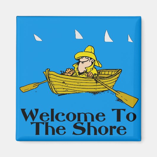 Welkom bij de Shore, Rowboot & Sharks Magneet (Voorkant)