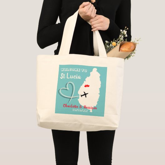 Welkom bij de sint-Lucia Destination Wedding Grote Tote Bag (Voorkant (product))