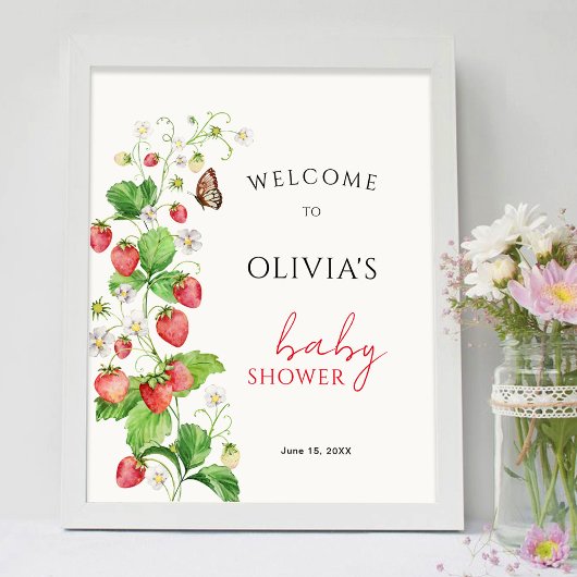 Welkom bij de Strawberry Baby Shower Poster
