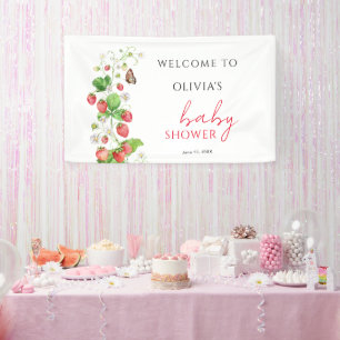Welkom bij de Strawberry Baby Shower  Spandoek