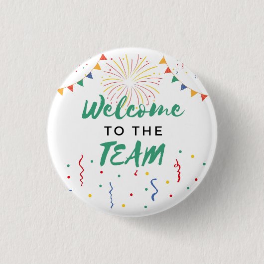 Welkom bij de teamnieuwe medewerker-taakverwelkomi ronde button 3,2 cm (Voorkant)