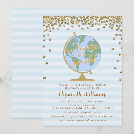 Welkom bij de uitnodiging van het World Wereldbol  (Voorkant / Achterkant)