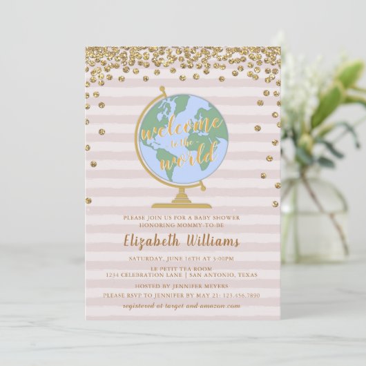 Welkom bij de uitnodiging van het World Wereldbol  (Staand voorkant)