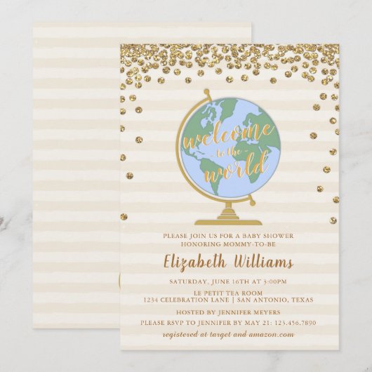 Welkom bij de uitnodiging van het World Wereldbol  (Voorkant / Achterkant)