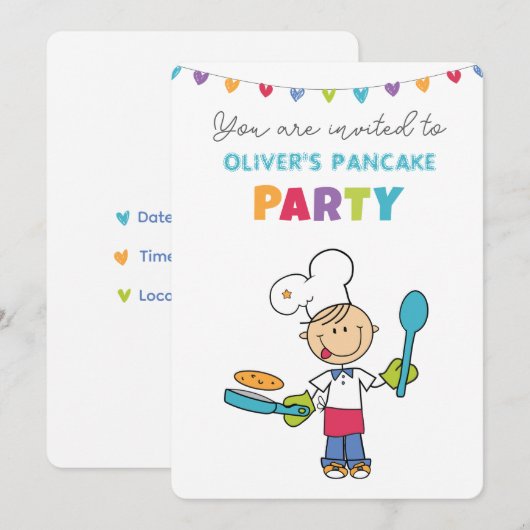 Welkom bij de uitnodiging voor het Pannenkoekenfee (Voorkant / Achterkant)