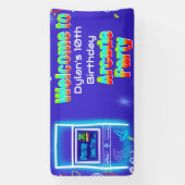Welkom bij de verjaardag van Retro Arcade Power Up Spandoek (Verticaal)