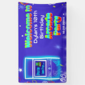 Welkom bij de verjaardag van Retro Arcade Power Up Spandoek (Verticaal)