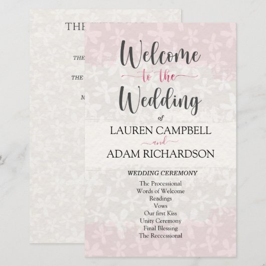 Welkom bij de Waterverf Blindenroze bruiloft (Voorkant / Achterkant)