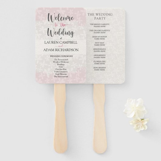 Welkom bij de Waterverf Blindenroze bruiloft Handwaaier (Voorkant en achterkant)