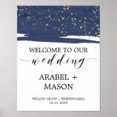 Welkom bij de waterverf marine en Gold Sparkle Wed Poster (Voorkant)