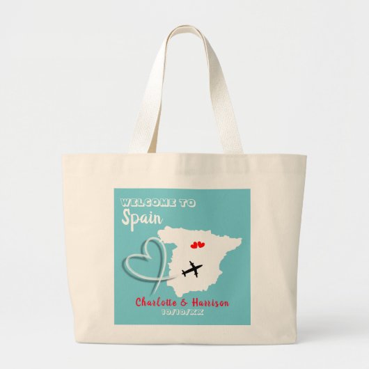 Welkom bij de wedstrijd naar Spanje bestemming Grote Tote Bag (Voorkant)