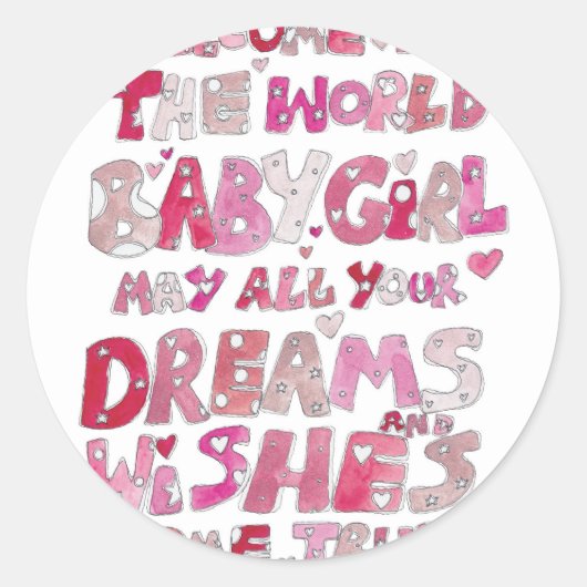 Welkom bij de wereld baby meisje ronde sticker (Voorkant)
