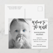 Welkom bij de wereld Black White foto geboorte Aankondigingskaart (Voorkant / Achterkant)