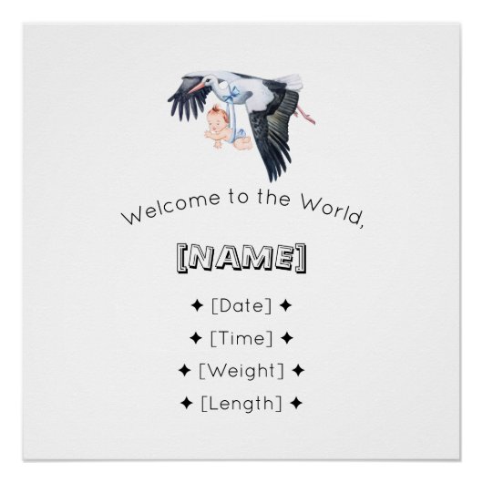 Welkom bij de Wereld Custom Name & Birth Stats Bab Perfect Poster (Voorkant)