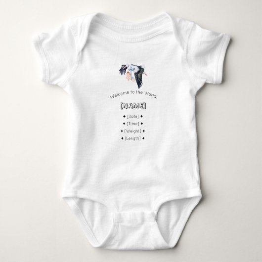 Welkom bij de Wereld Custom Name & Birth Stats Bab Romper (Voorkant)