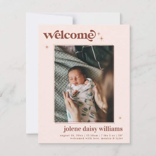 Welkom bij de Wereld | | Retro Boho Geboorte (Voorkant)