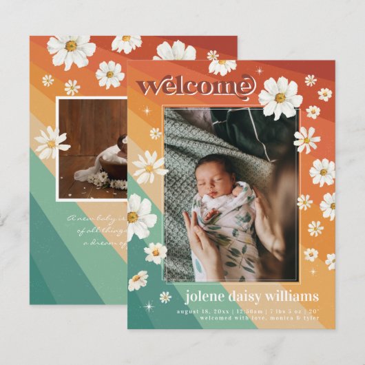 Welkom bij de Wereld | Retro Boho Geboorte (Voorkant / Achterkant)