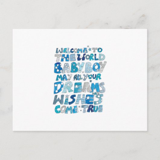 Welkom bij de Wereldbabyjongen Briefkaart (Voorkant)