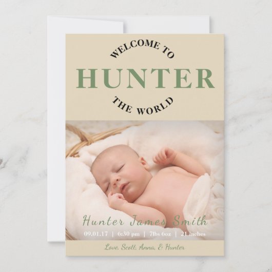 Welkom bij de Wereldfoto van de geboorte Kaart (Voorkant)