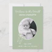 Welkom bij de Wereldwijze Groene Pasgeboren Baby G Aankondiging (Voorkant)