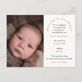Welkom bij de World Baby Boy Fototypografie Briefkaart