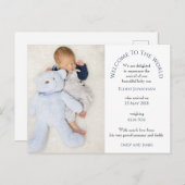 Welkom bij de World Baby Boy Photo Text White Briefkaart (Voorkant / Achterkant)