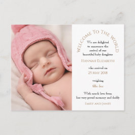 Welkom bij de World Baby Girl Fototypografie Briefkaart