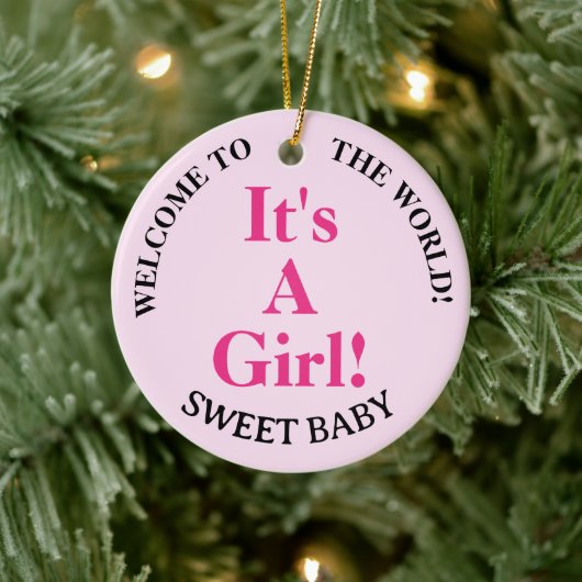 Welkom bij de World Baby Meisje Roze JAAR Keramisch Ornament (Boom)