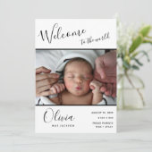 Welkom bij de World Baby Photo Birth Notice Aankondiging (Staand voorkant)