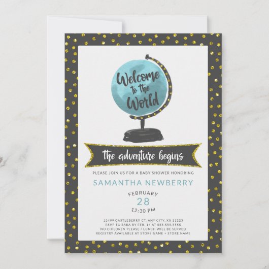 Welkom bij de World Boy baby shower Invitation Kaart (Voorkant)