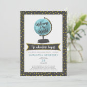 Welkom bij de World Boy baby shower Invitation Kaart (Staand voorkant)