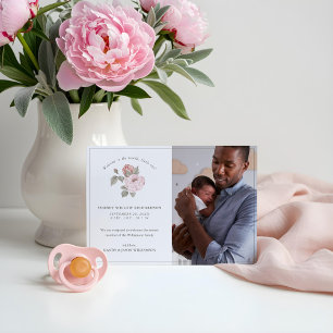 Welkom bij de World Little One Peony Floral Foto Aankondiging