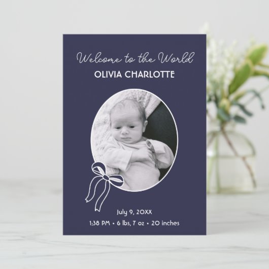 Welkom bij de World Navy Pasgeboren Foto Baby Gebo Aankondiging (Staand voorkant)