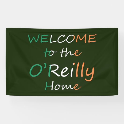 Welkom bij de YourName Home op Irish Flag BNRCNT Spandoek (Horizontaal)