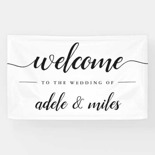 Welkom bij de zwarte en witte kalligrafie spandoek (Horizontaal)