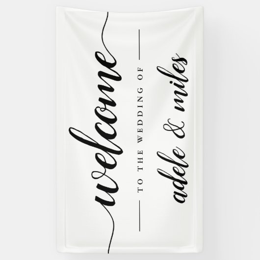 Welkom bij de zwarte en witte kalligrafie spandoek (Verticaal)