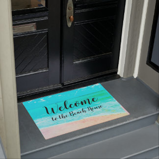 Welkom bij de zwarte tekst van het strand House Oc Deurmat