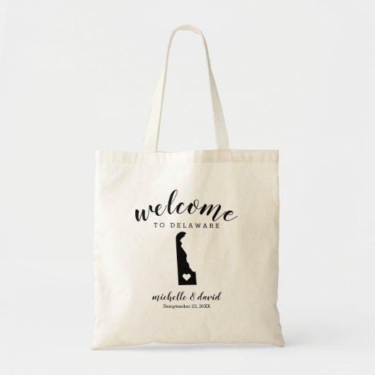 Welkom bij Delaware | Staat Silhouette Bruiloft Tote Bag (Voorkant)