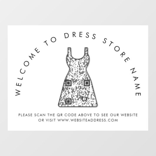 Welkom bij Dress Store Name QR Code-vensterfolie Raamsticker (Vel)