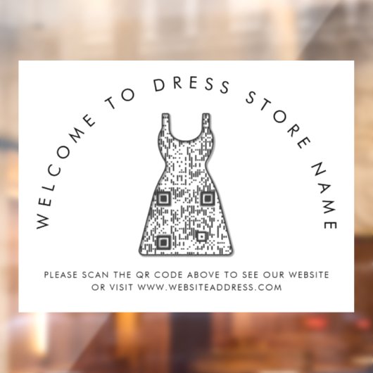 Welkom bij Dress Store Name QR Code-vensterfolie Raamsticker (Vel 2)