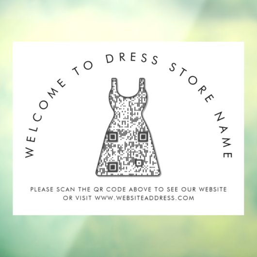 Welkom bij Dress Store Name QR Code-vensterfolie Raamsticker (Vel 3)