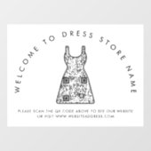 Welkom bij Dress Store Name QR Code Window Cling Raamsticker (Vel)