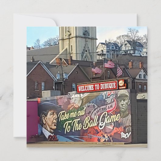 Welkom bij Dubuque, Iowa Sign met Amerikaanse vlag (Voorkant)