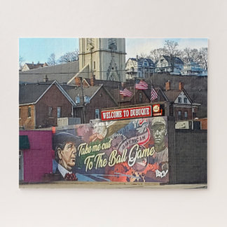 Welkom bij Dubuque, Iowa Sign met Amerikaanse vlag Legpuzzel